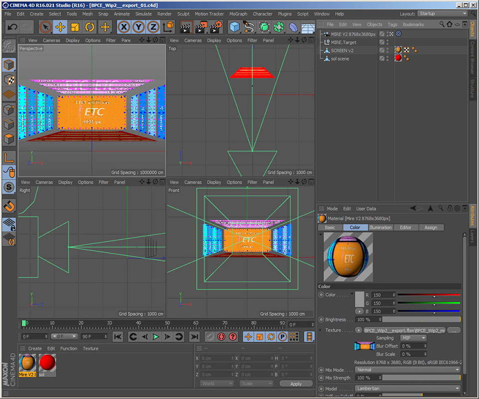 a screen-shot of the export 3d model for video mapping content creation