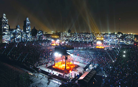 a photo of the Plaza del Zocalo in Mexico City during the show that celebrate Mexico revolution